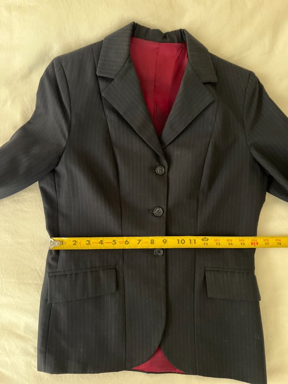 Women's Equestrian Hunt Coat Navy Blue with Light Blue Pinstripe Size 14 - Picture 12 of 12